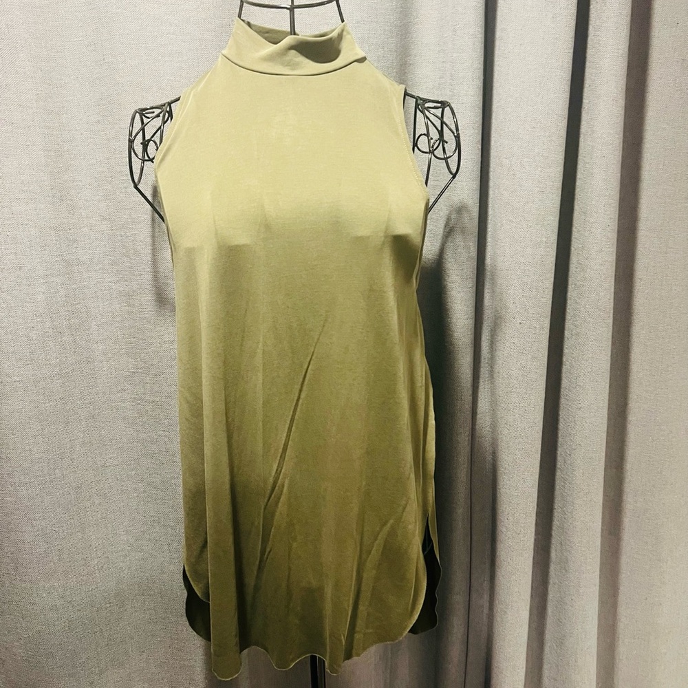 Olive Sleeveless Mock Neck Top